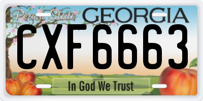 GA license plate CXF6663
