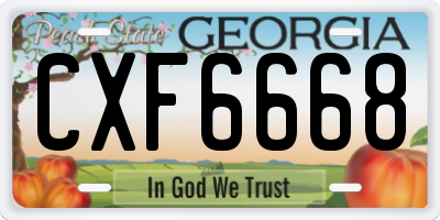 GA license plate CXF6668