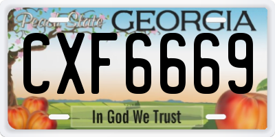 GA license plate CXF6669