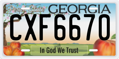 GA license plate CXF6670