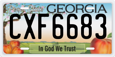 GA license plate CXF6683