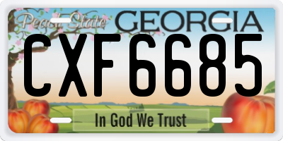 GA license plate CXF6685