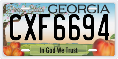 GA license plate CXF6694
