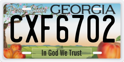 GA license plate CXF6702