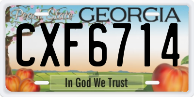 GA license plate CXF6714
