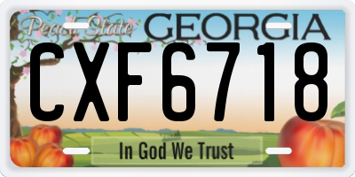 GA license plate CXF6718