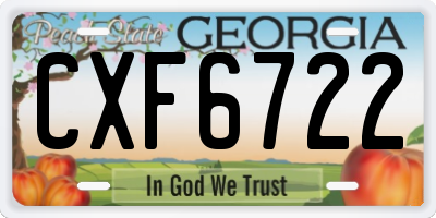 GA license plate CXF6722