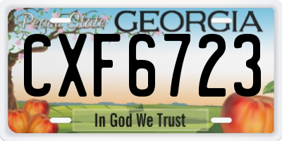 GA license plate CXF6723