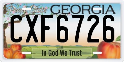GA license plate CXF6726