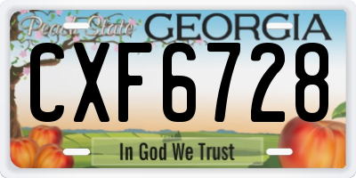 GA license plate CXF6728