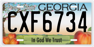 GA license plate CXF6734