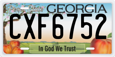 GA license plate CXF6752