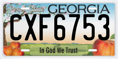 GA license plate CXF6753