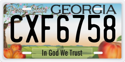 GA license plate CXF6758