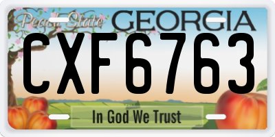 GA license plate CXF6763