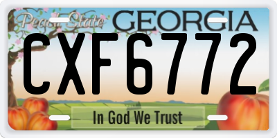 GA license plate CXF6772