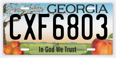 GA license plate CXF6803