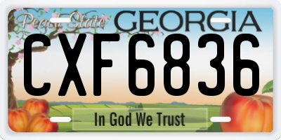 GA license plate CXF6836