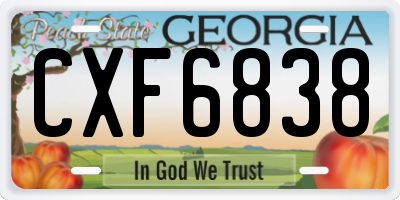 GA license plate CXF6838