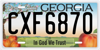 GA license plate CXF6870
