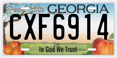 GA license plate CXF6914