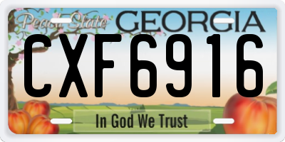 GA license plate CXF6916