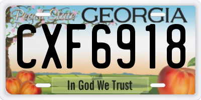 GA license plate CXF6918