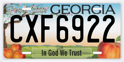 GA license plate CXF6922