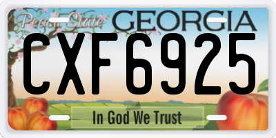 GA license plate CXF6925