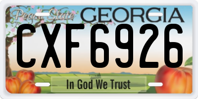 GA license plate CXF6926