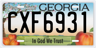 GA license plate CXF6931