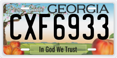 GA license plate CXF6933