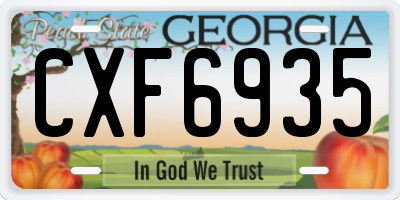 GA license plate CXF6935