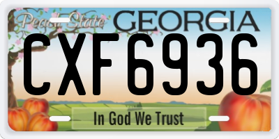 GA license plate CXF6936