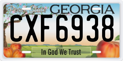 GA license plate CXF6938