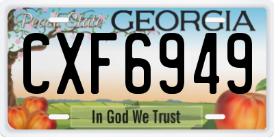 GA license plate CXF6949