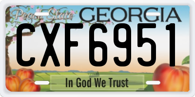 GA license plate CXF6951