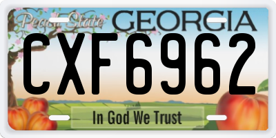 GA license plate CXF6962