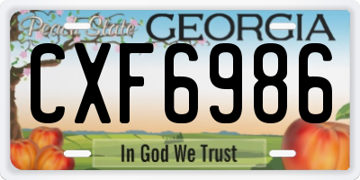 GA license plate CXF6986