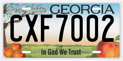 GA license plate CXF7002