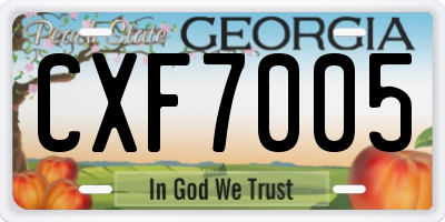 GA license plate CXF7005