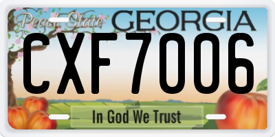 GA license plate CXF7006