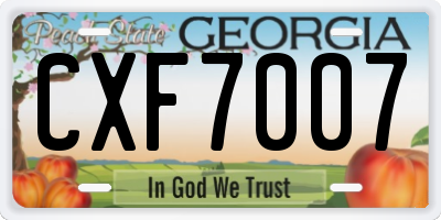 GA license plate CXF7007