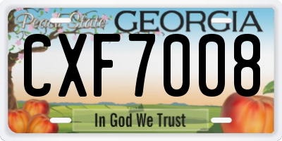 GA license plate CXF7008