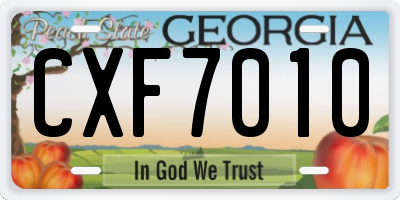 GA license plate CXF7010