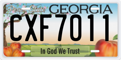 GA license plate CXF7011