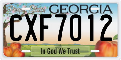 GA license plate CXF7012