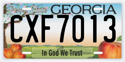 GA license plate CXF7013