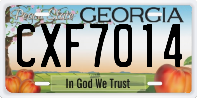 GA license plate CXF7014