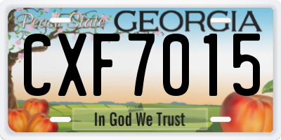 GA license plate CXF7015